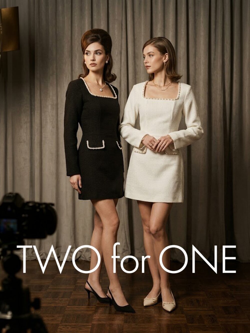 TWO Elegant Lined Bouclé Mini Dresses w/POCKETS - See "Natalie" by Nadine Merabi